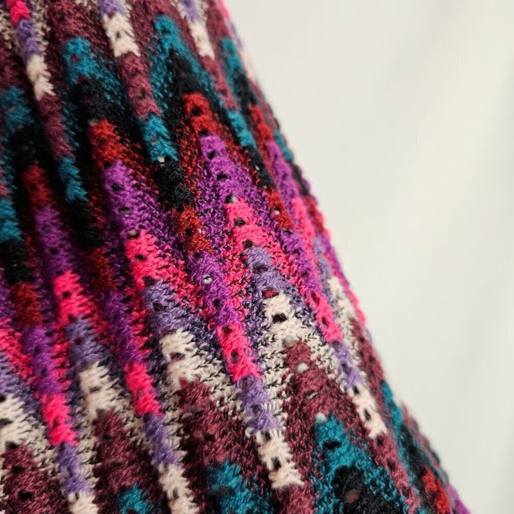 FREE PEOPLE Skirt size M PURPLE PINK WHITE BLUE Twee Knit Retro Mini Whimsical - Picture 6 of 6